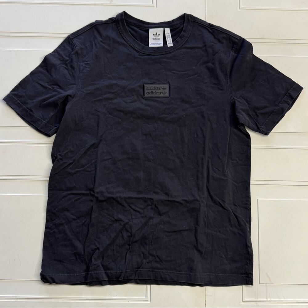 Adidas Originals Men’s Sz L Black Rubber Silicon Gummy Tag Cotton Tee T Shirt